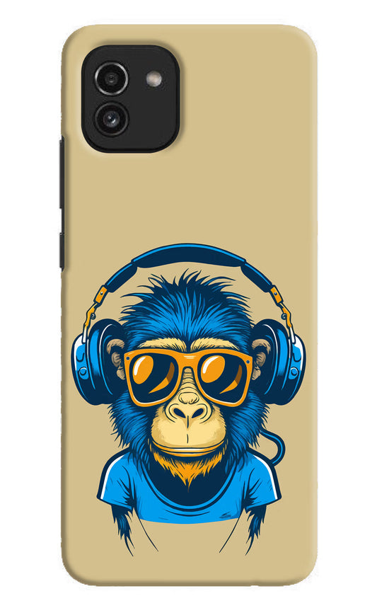 Monkey Headphone Samsung A03 Hard Case Back Cover by Casekaro