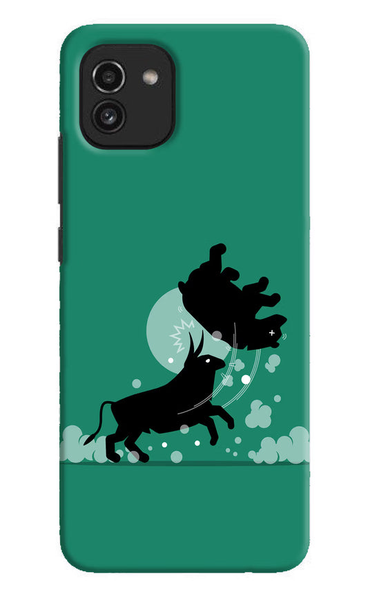Bull Conqueror Samsung A03 Hard Case Back Cover by Casekaro