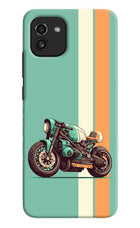 Striped Moto Drift Samsung A03 Hard Case Back Cover by Casekaro