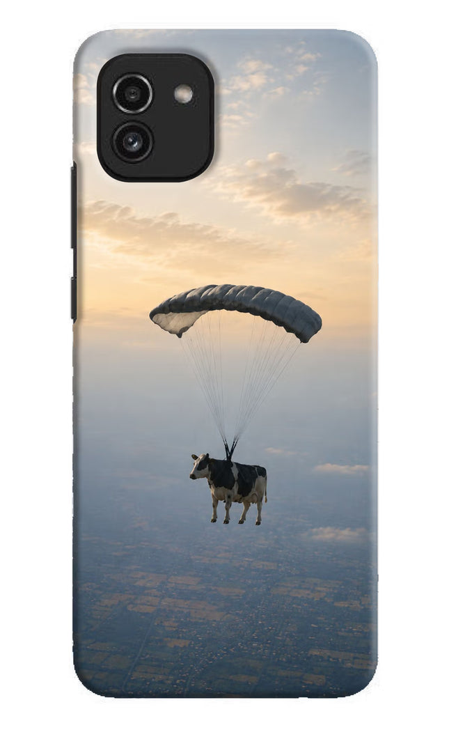 Skydiving Cow Samsung A03 Hard Case Back Cover by Casekaro