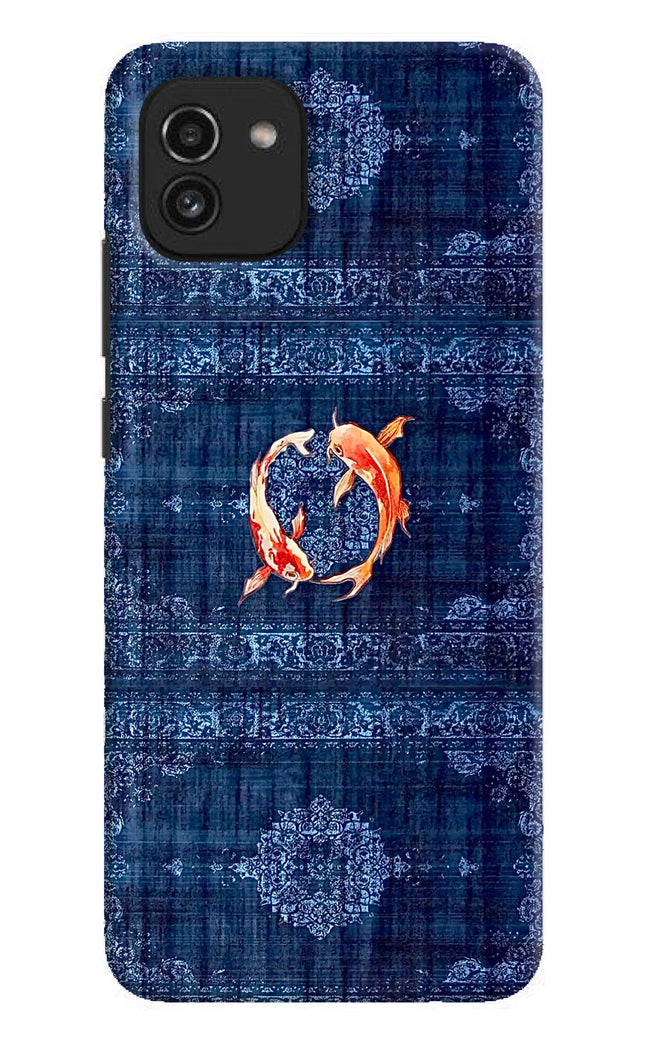 Koi Blue Samsung A03 Hard Case Back Cover by Casekaro
