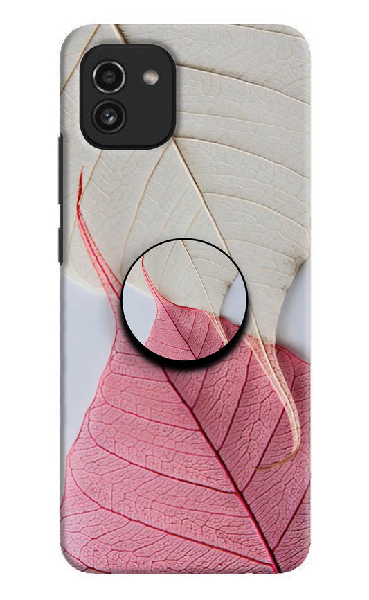 White Pink Leaf Samsung A03 Pop Case by Casekaro