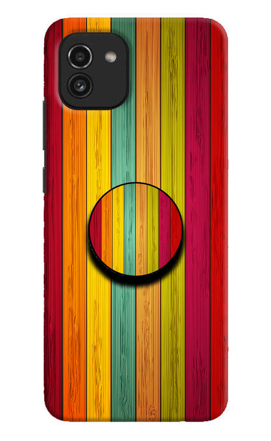 Multicolor Wooden Samsung A03 Pop Case by Casekaro