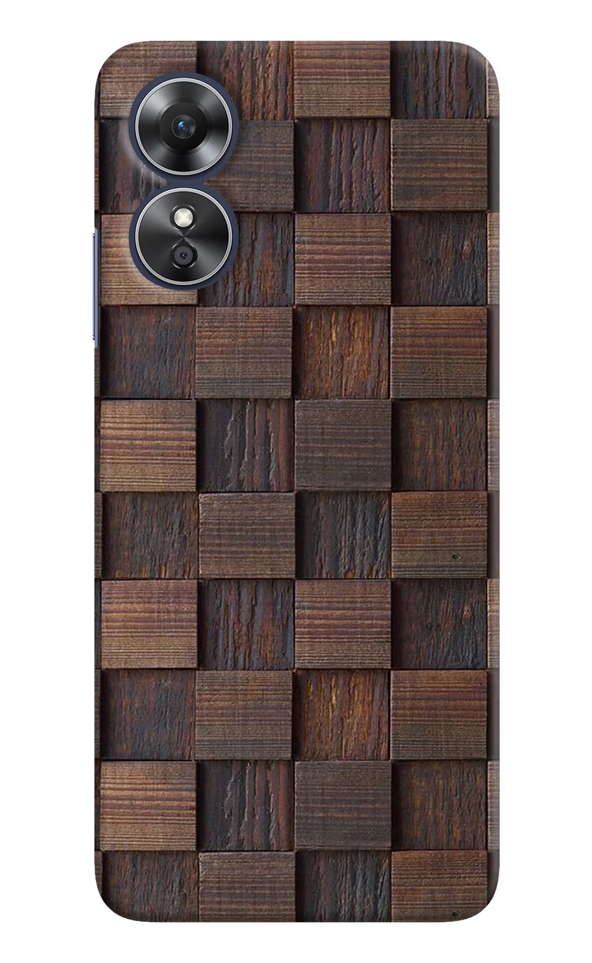 Wooden Cube Design Oppo A17 Hard Case Back Cover by Casekaro