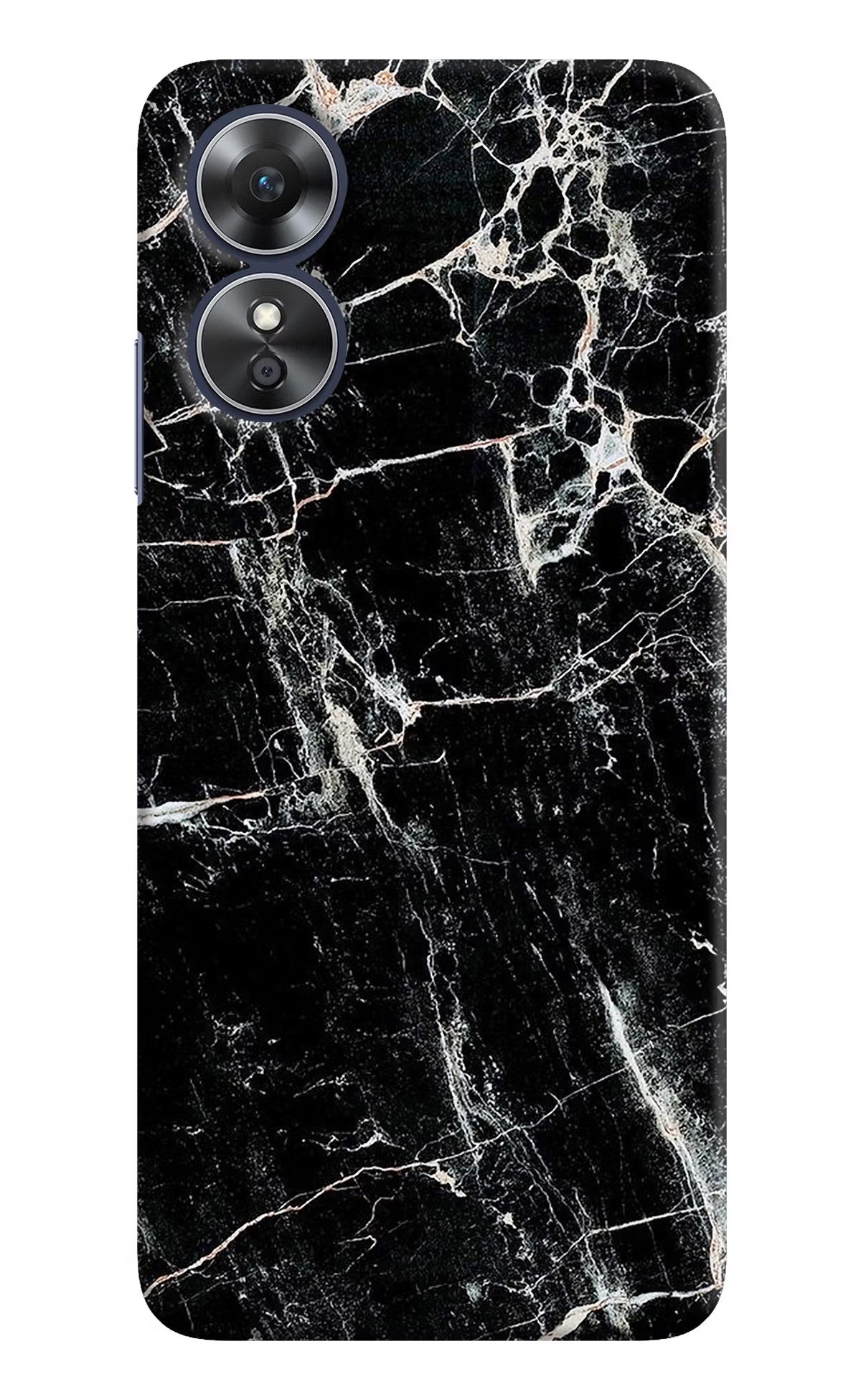 Black Marble Texture Oppo A17 Hard Case Back Cover by Casekaro