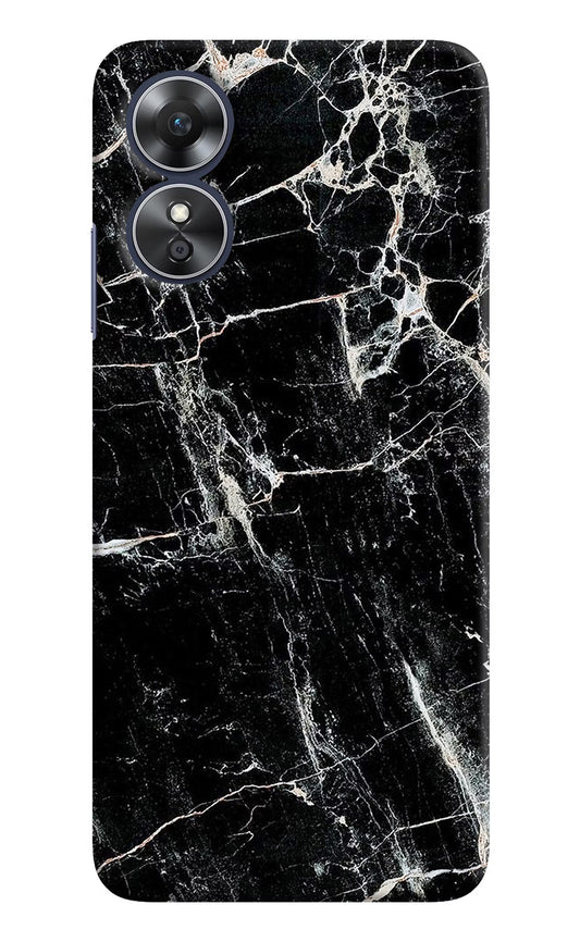 Black Marble Texture Oppo A17 Hard Case Back Cover by Casekaro
