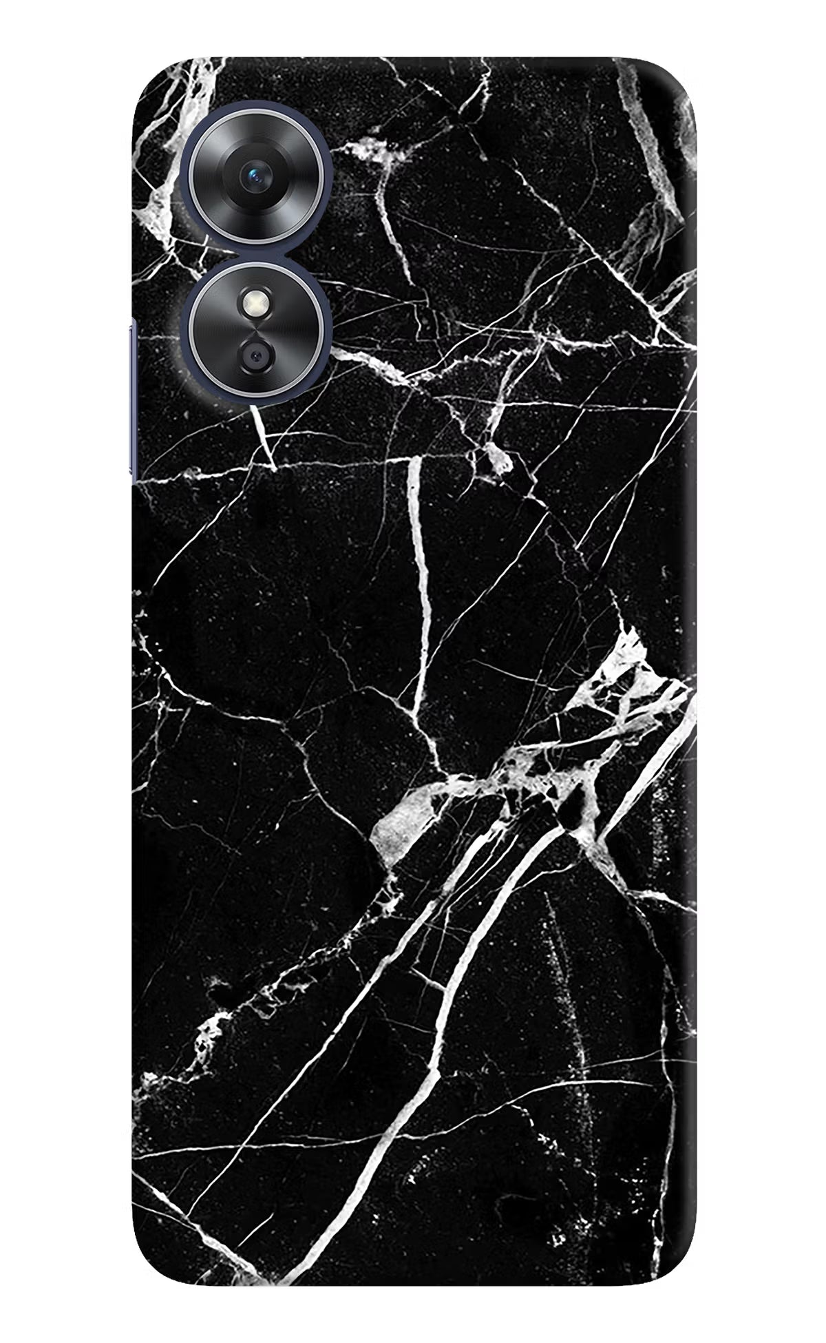 Black Marble Pattern Oppo A17 Hard Case Back Cover by Casekaro
