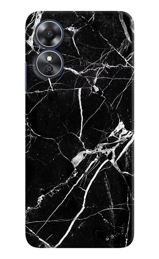 Black Marble Pattern Oppo A17 Hard Case Back Cover by Casekaro