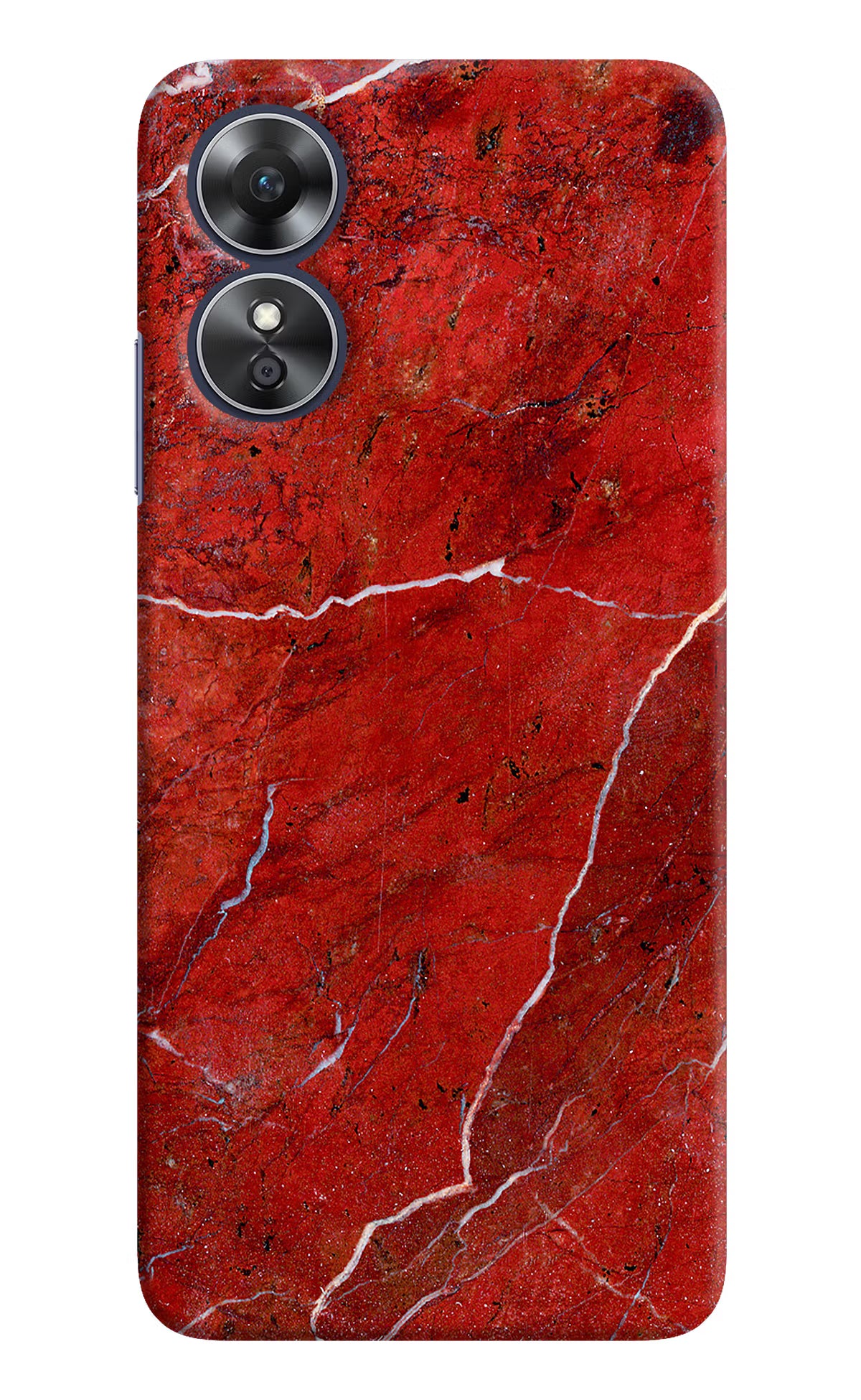 Red Marble Design Oppo A17 Hard Case Back Cover by Casekaro