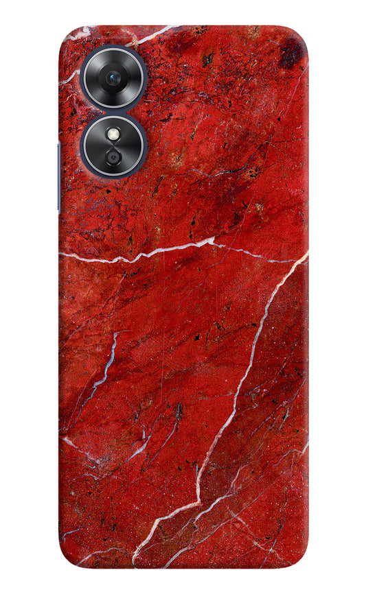 Red Marble Design Oppo A17 Hard Case Back Cover by Casekaro