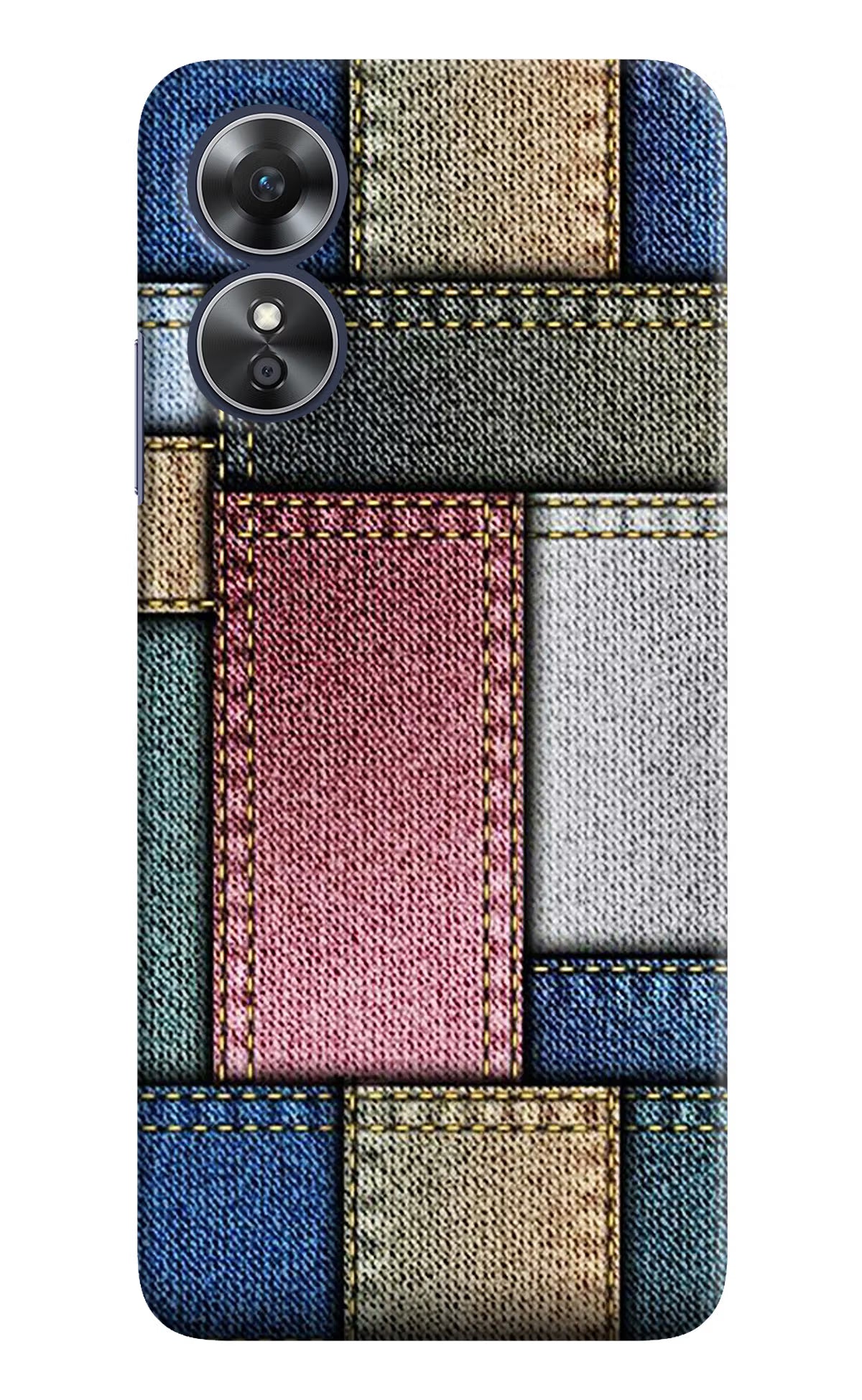 Multicolor Jeans Oppo A17 Hard Case Back Cover by Casekaro