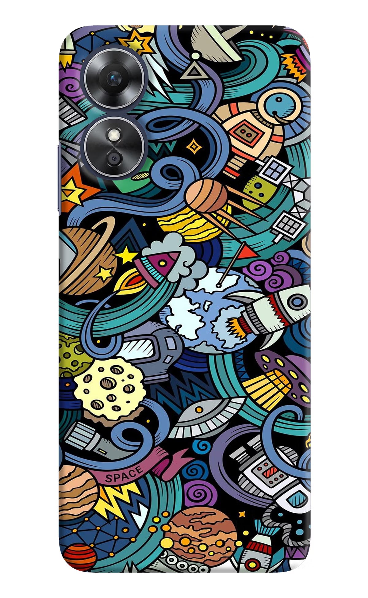 Space Abstract Oppo A17 Hard Case Back Cover by Casekaro