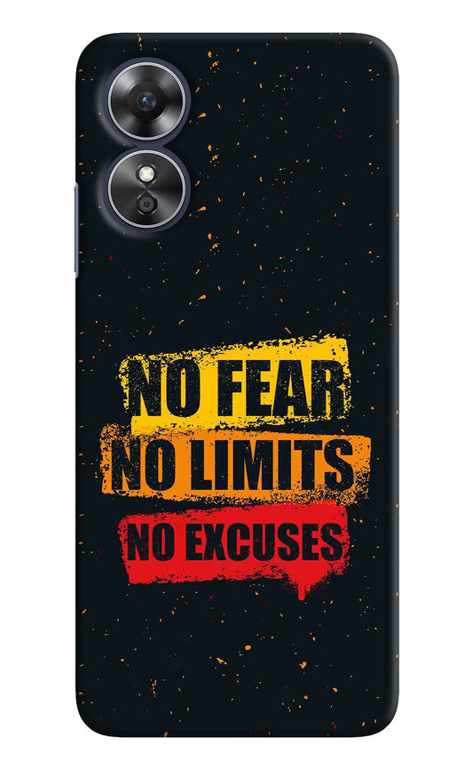 No Fear No Limits No Excuse Oppo A17 Hard Case Back Cover by Casekaro