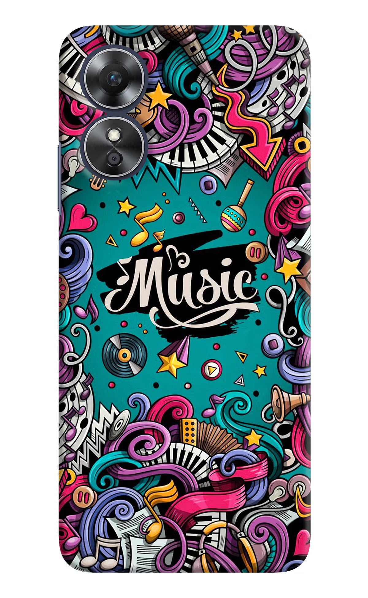 Music Graffiti Oppo A17 Hard Case Back Cover by Casekaro