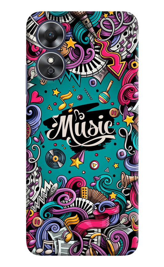 Music Graffiti Oppo A17 Hard Case Back Cover by Casekaro