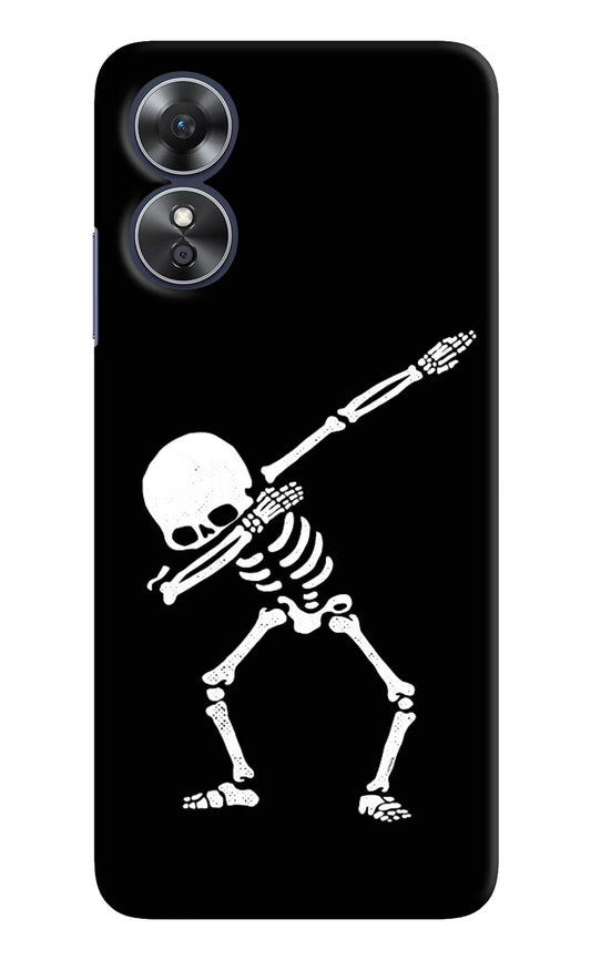 Dabbing Skeleton Art Oppo A17 Hard Case Back Cover by Casekaro