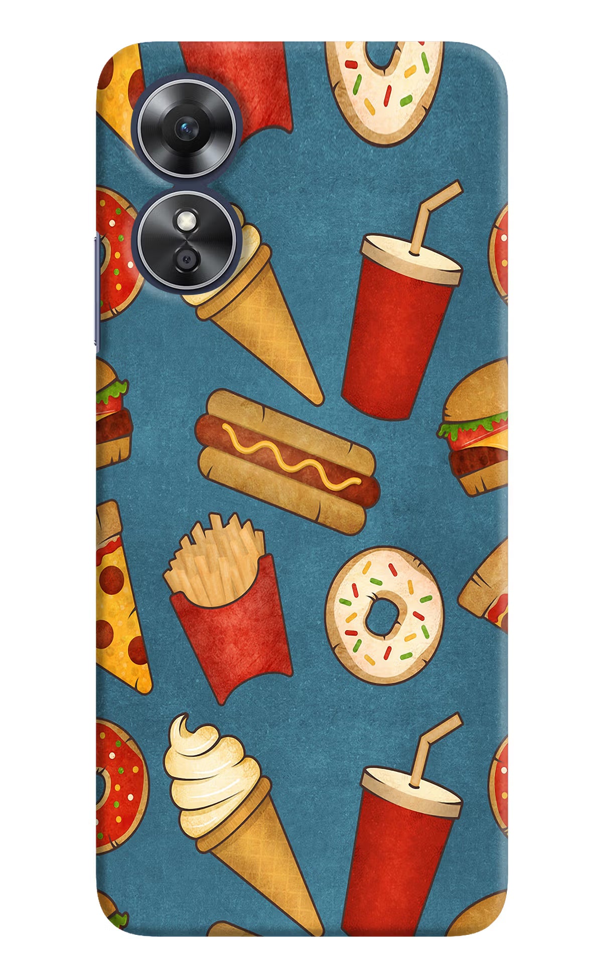 Foodie Oppo A17 Hard Case Back Cover by Casekaro