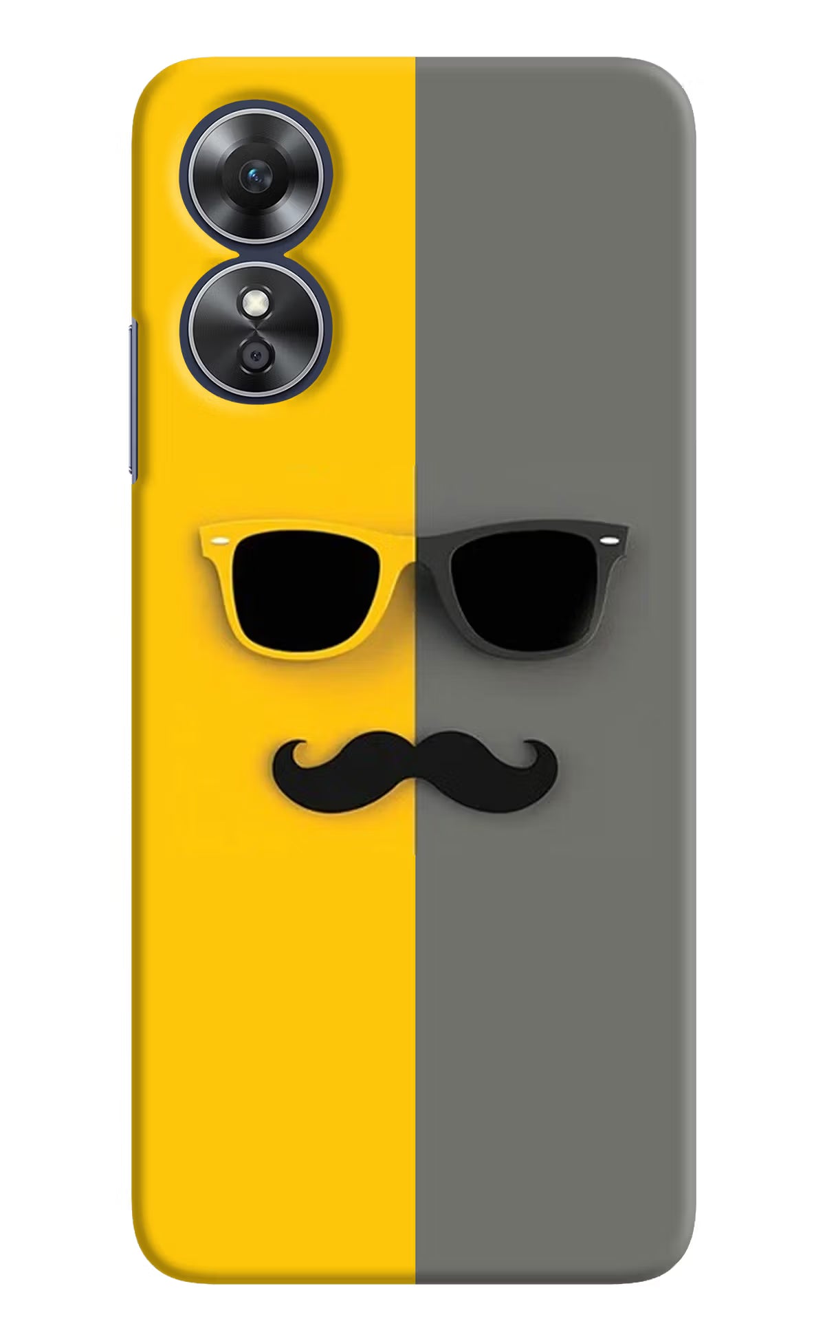 Sunglasses with Mustache Oppo A17 Hard Case Back Cover by Casekaro