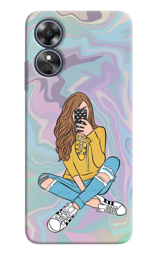 Selfie Girl Oppo A17 Hard Case Back Cover by Casekaro