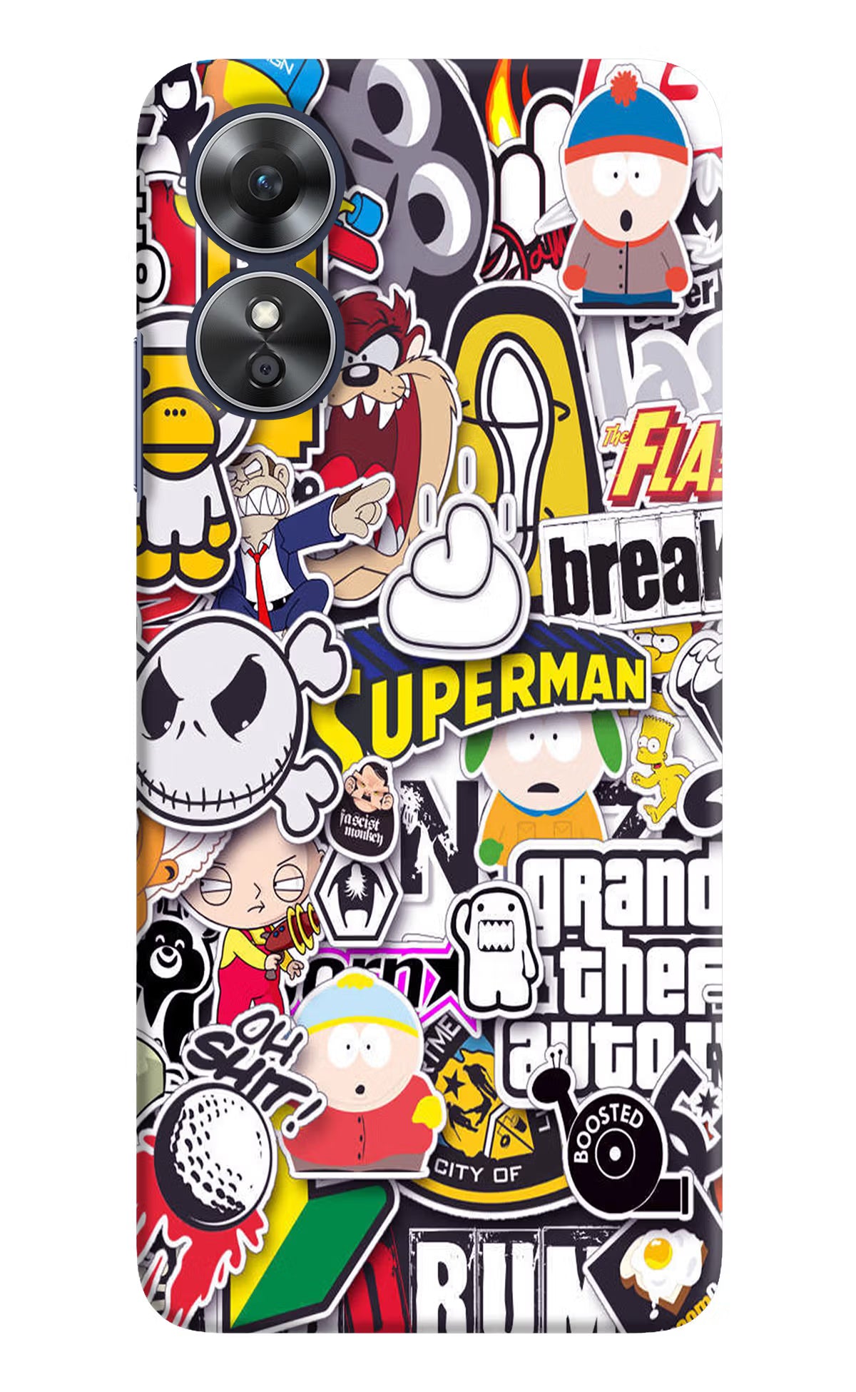 Sticker Bomb Oppo A17 Hard Case Back Cover by Casekaro