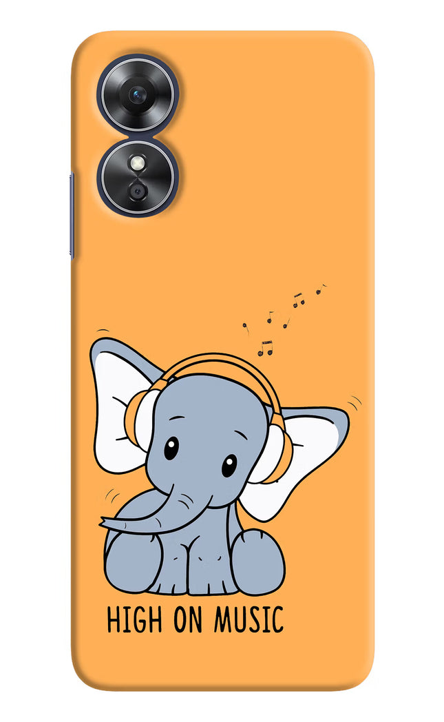 High On Music Oppo A17 Hard Case Back Cover by Casekaro