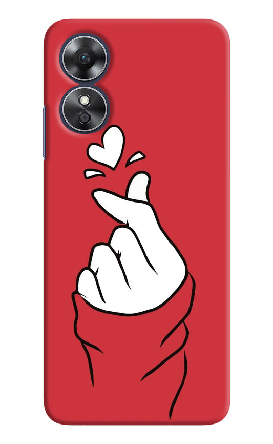 Korean Love Sign Oppo A17 Hard Case Back Cover by Casekaro