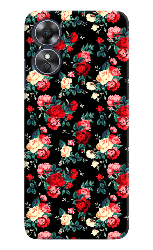 Rose Pattern Oppo A17 Hard Case Back Cover by Casekaro