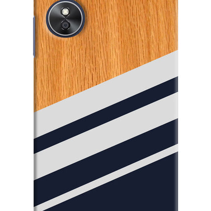 Blue and white wooden Oppo A17 Hard Case Back Cover by Casekaro