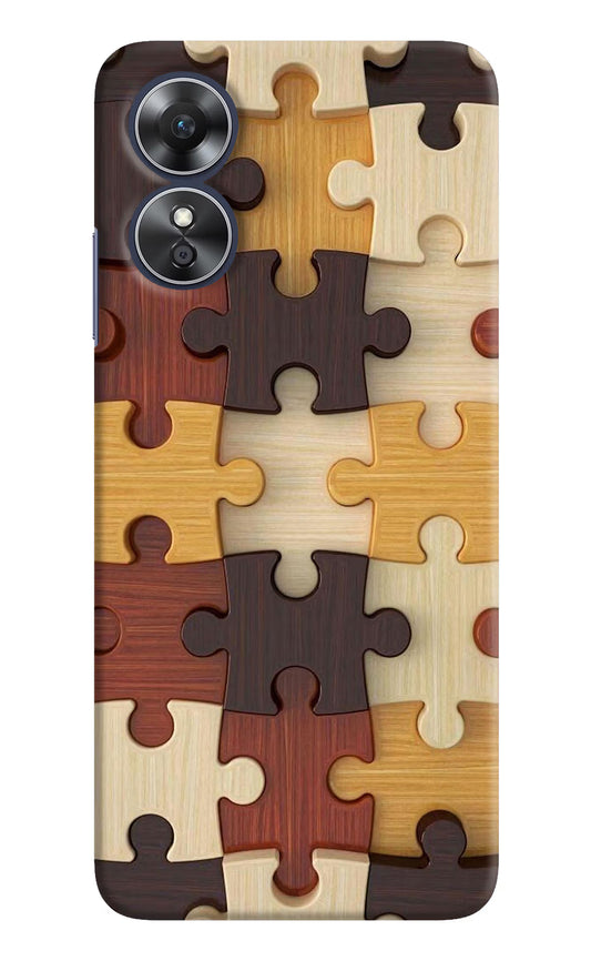 Wooden Puzzle Oppo A17 Hard Case Back Cover by Casekaro