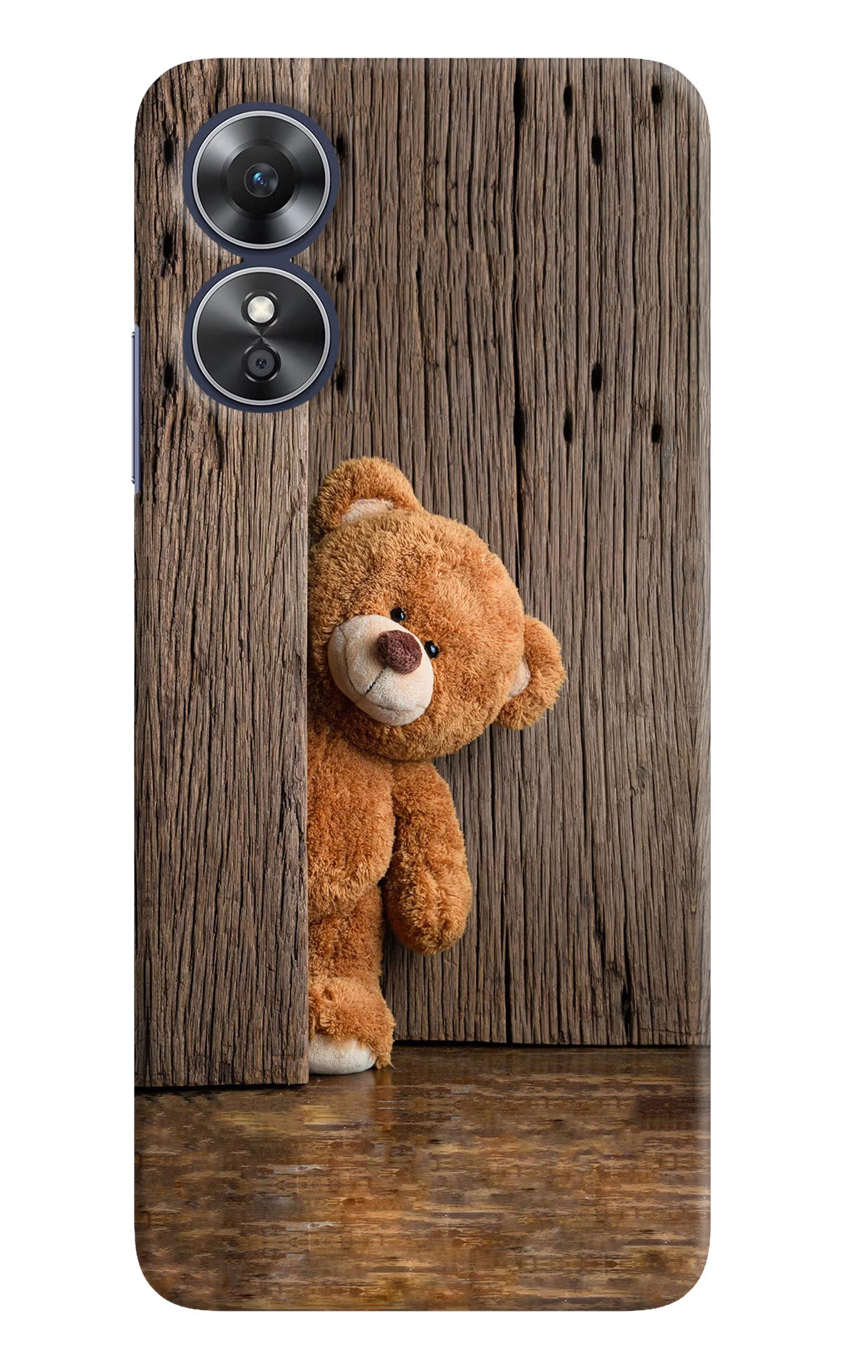 Teddy Wooden Oppo A17 Hard Case Back Cover by Casekaro