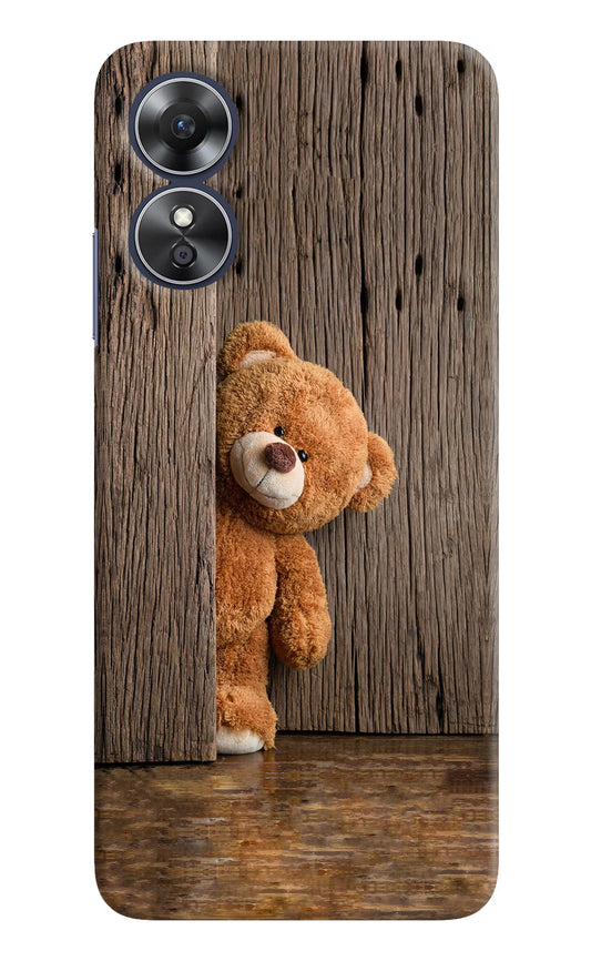 Teddy Wooden Oppo A17 Hard Case Back Cover by Casekaro