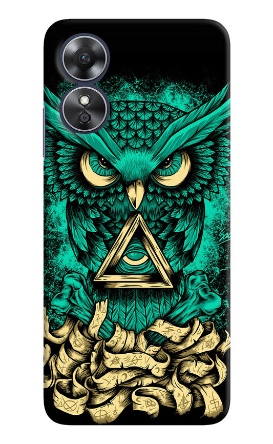 Green Owl Oppo A17 Hard Case Back Cover by Casekaro