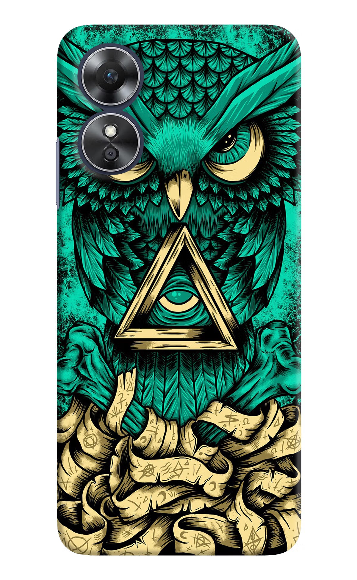 Green Owl Oppo A17 Hard Case Back Cover by Casekaro