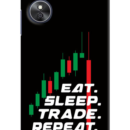 Eat Sleep Trade Repeat Oppo A17 Hard Case Back Cover by Casekaro