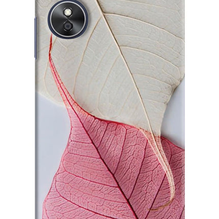 White Pink Leaf Oppo A17 Hard Case Back Cover by Casekaro