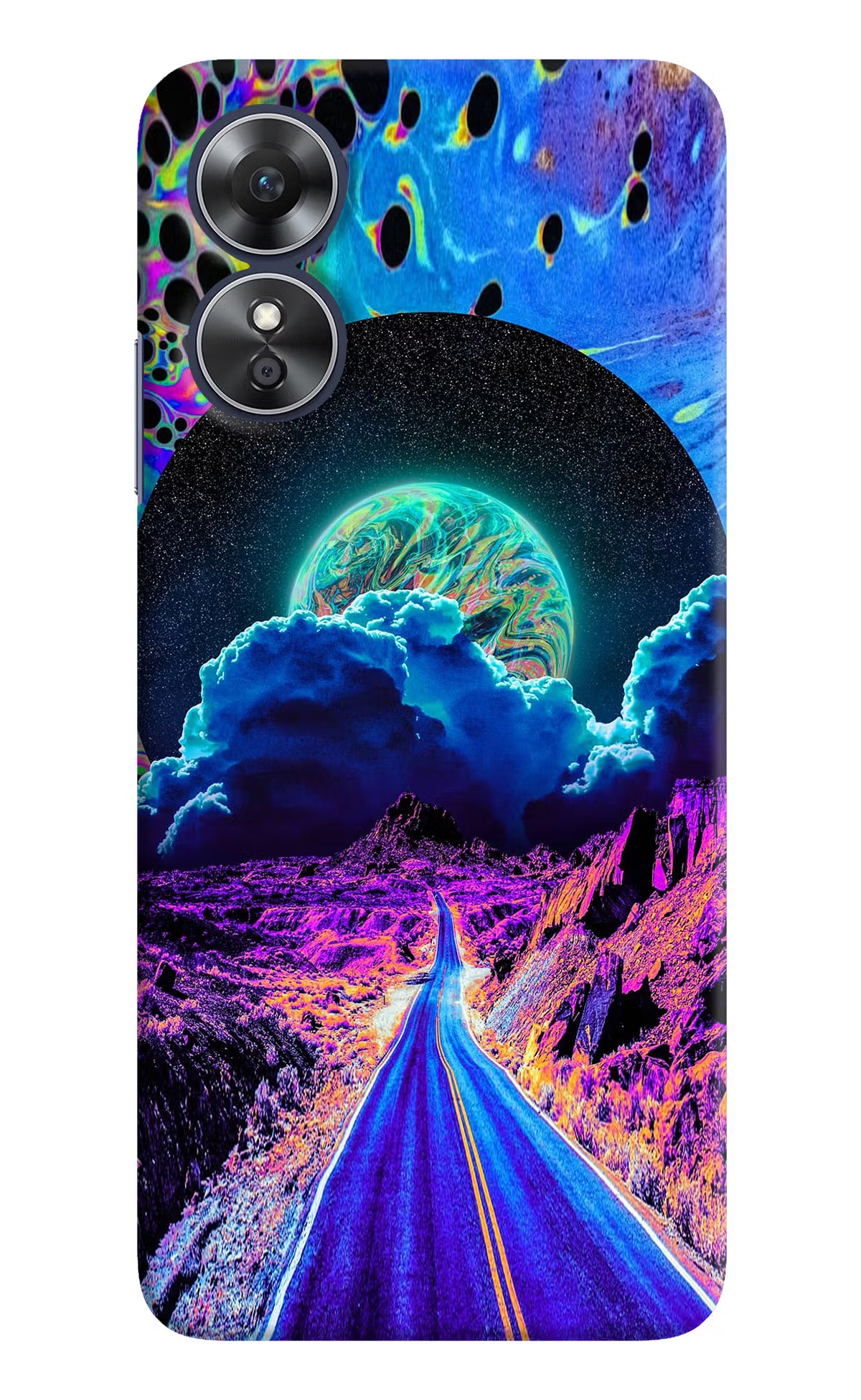 Psychedelic Painting Oppo A17 Hard Case Back Cover by Casekaro