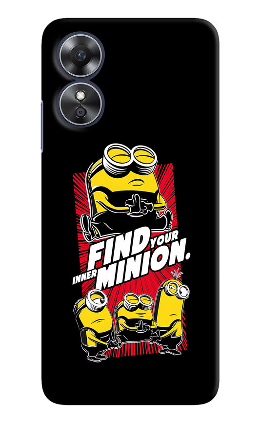 Find your inner Minion Oppo A17 Hard Case Back Cover by Casekaro