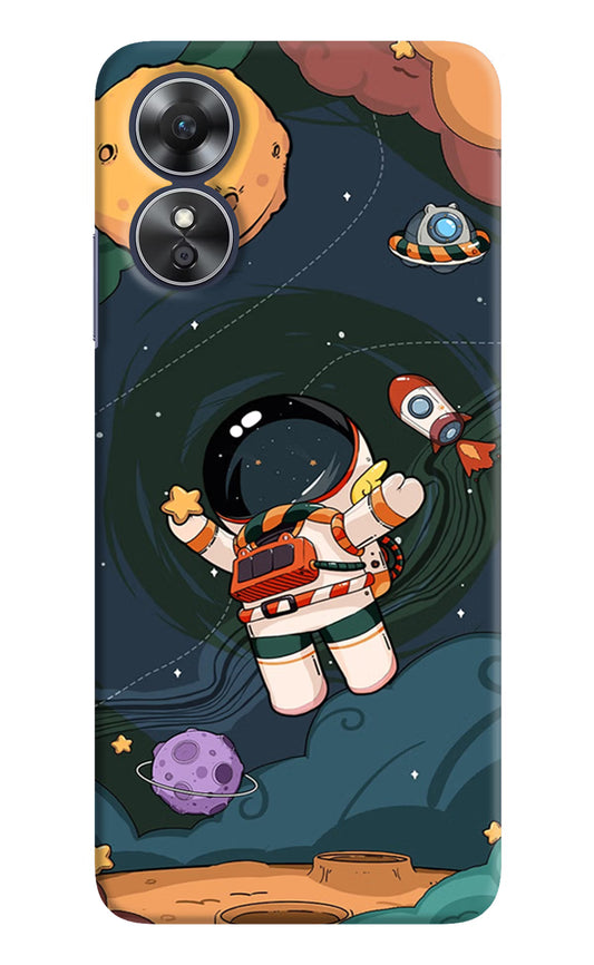 Cartoon Astronaut Oppo A17 Hard Case Back Cover by Casekaro