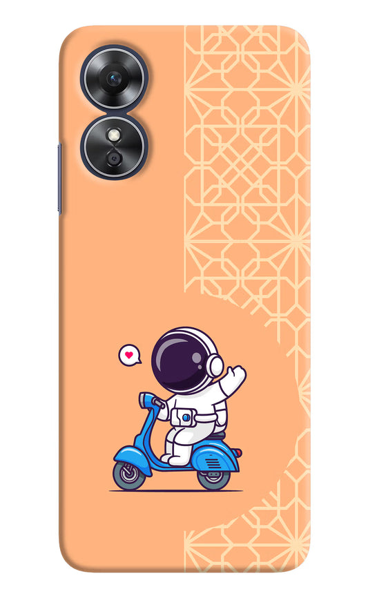Cute Astronaut Riding Oppo A17 Hard Case Back Cover by Casekaro