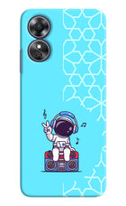 Cute Astronaut Chilling Oppo A17 Hard Case Back Cover by Casekaro