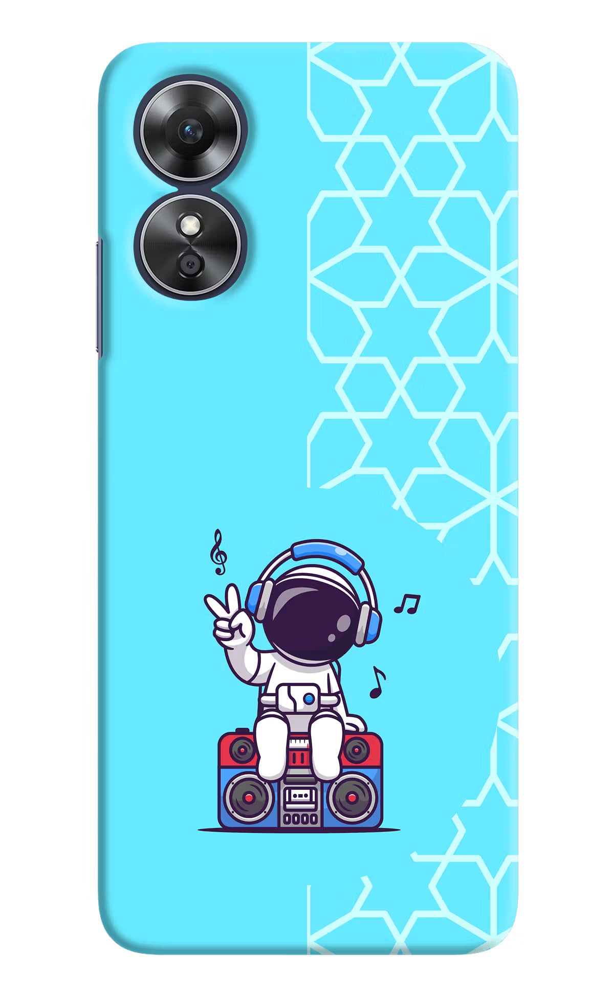 Cute Astronaut Chilling Oppo A17 Hard Case Back Cover by Casekaro