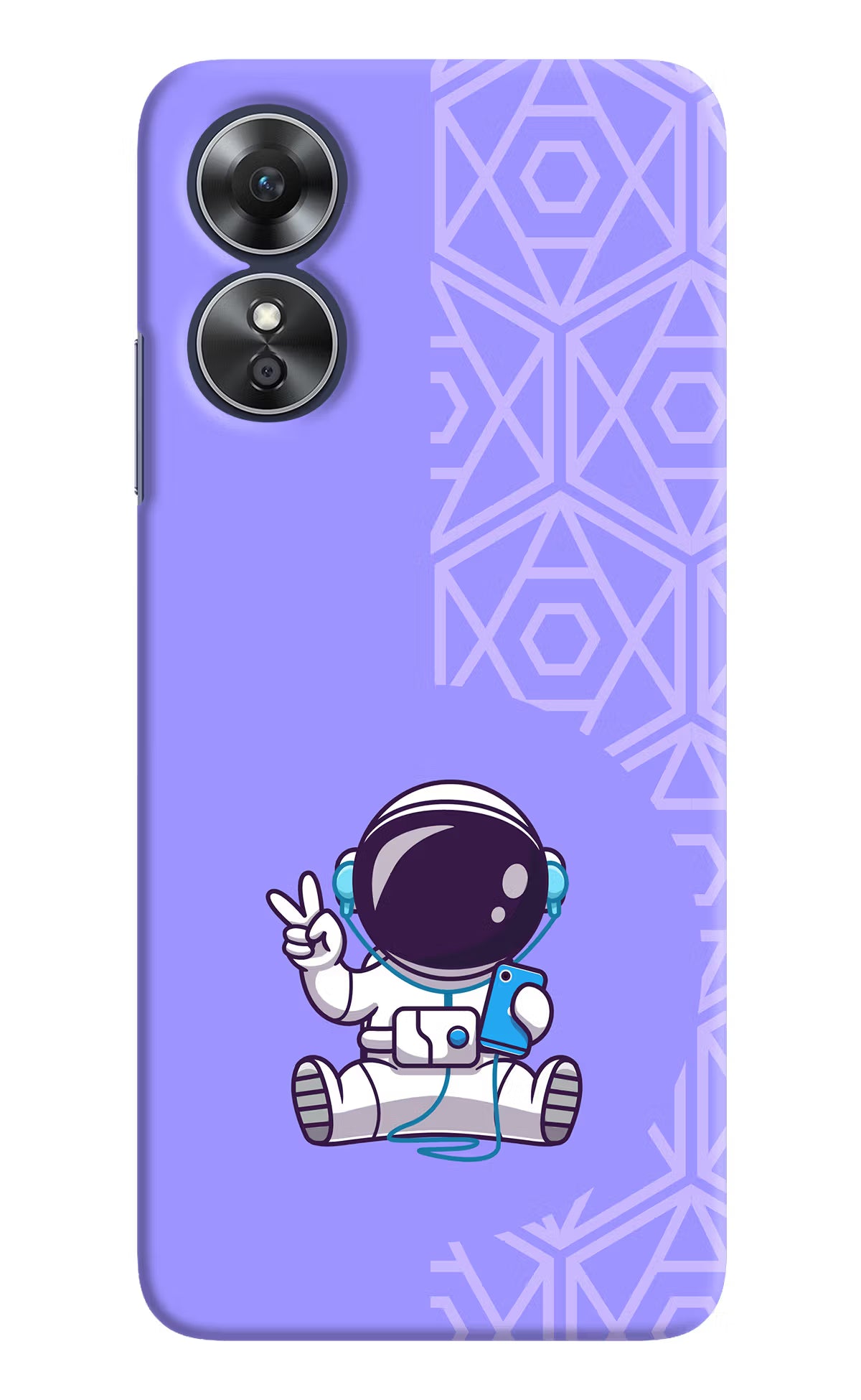 Cute Astronaut Chilling Oppo A17 Hard Case Back Cover by Casekaro