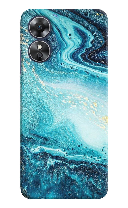 Blue Glitter Marble Oppo A17 Hard Case Back Cover by Casekaro