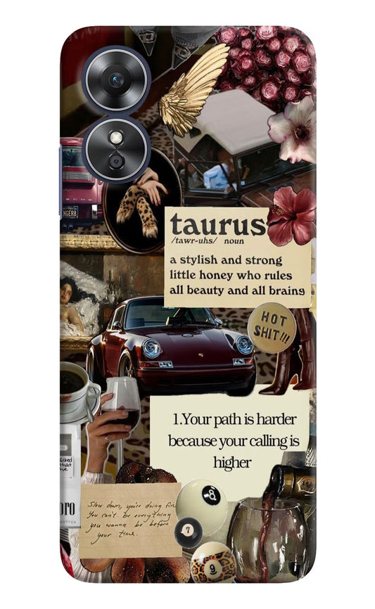 Taurus Zodiac Oppo A17 Hard Case Back Cover by Casekaro