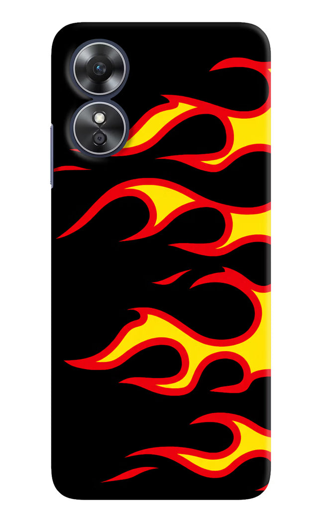 Side Sweep Flames Oppo A17 Hard Case Back Cover by Casekaro