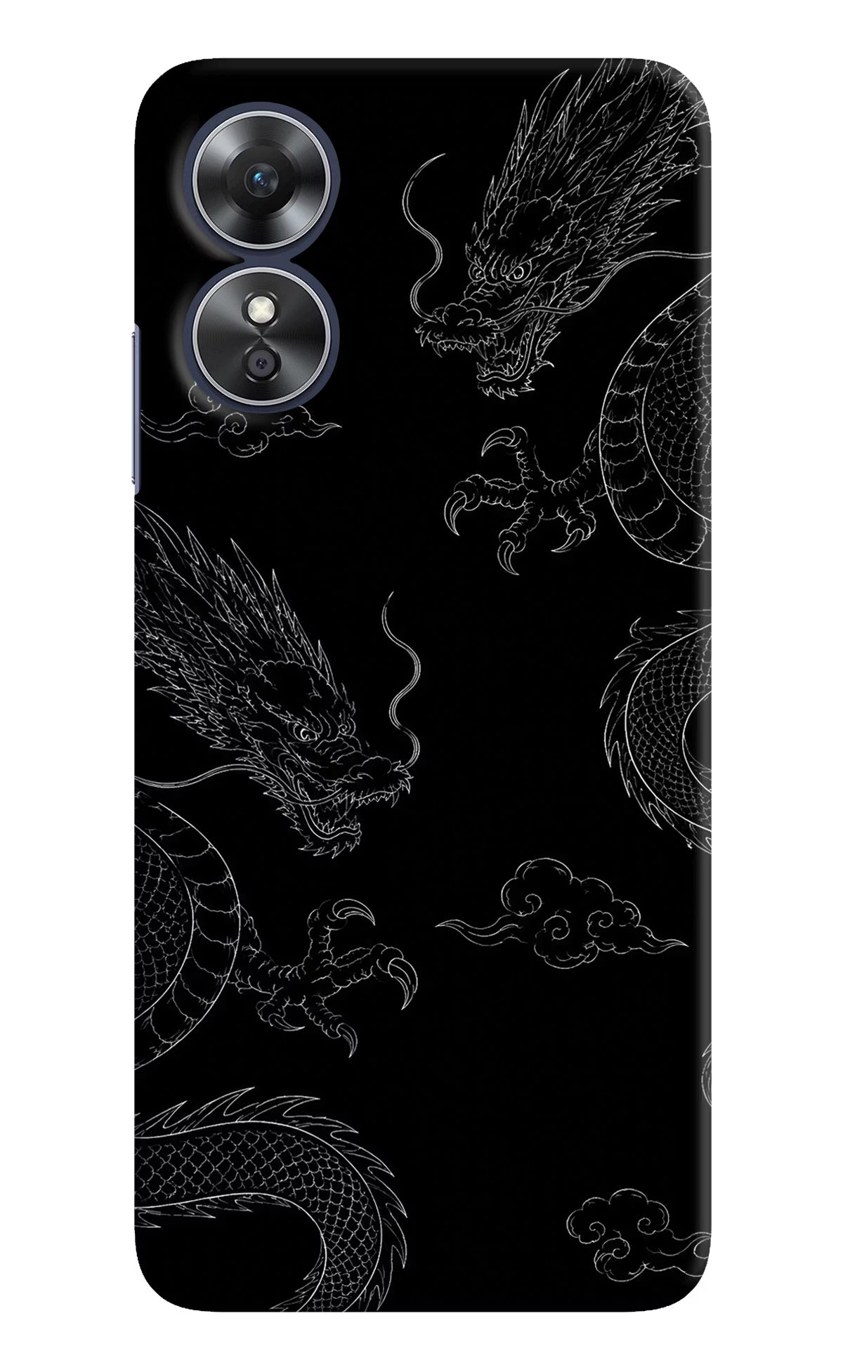 Twin Dragons Oppo A17 Hard Case Back Cover by Casekaro