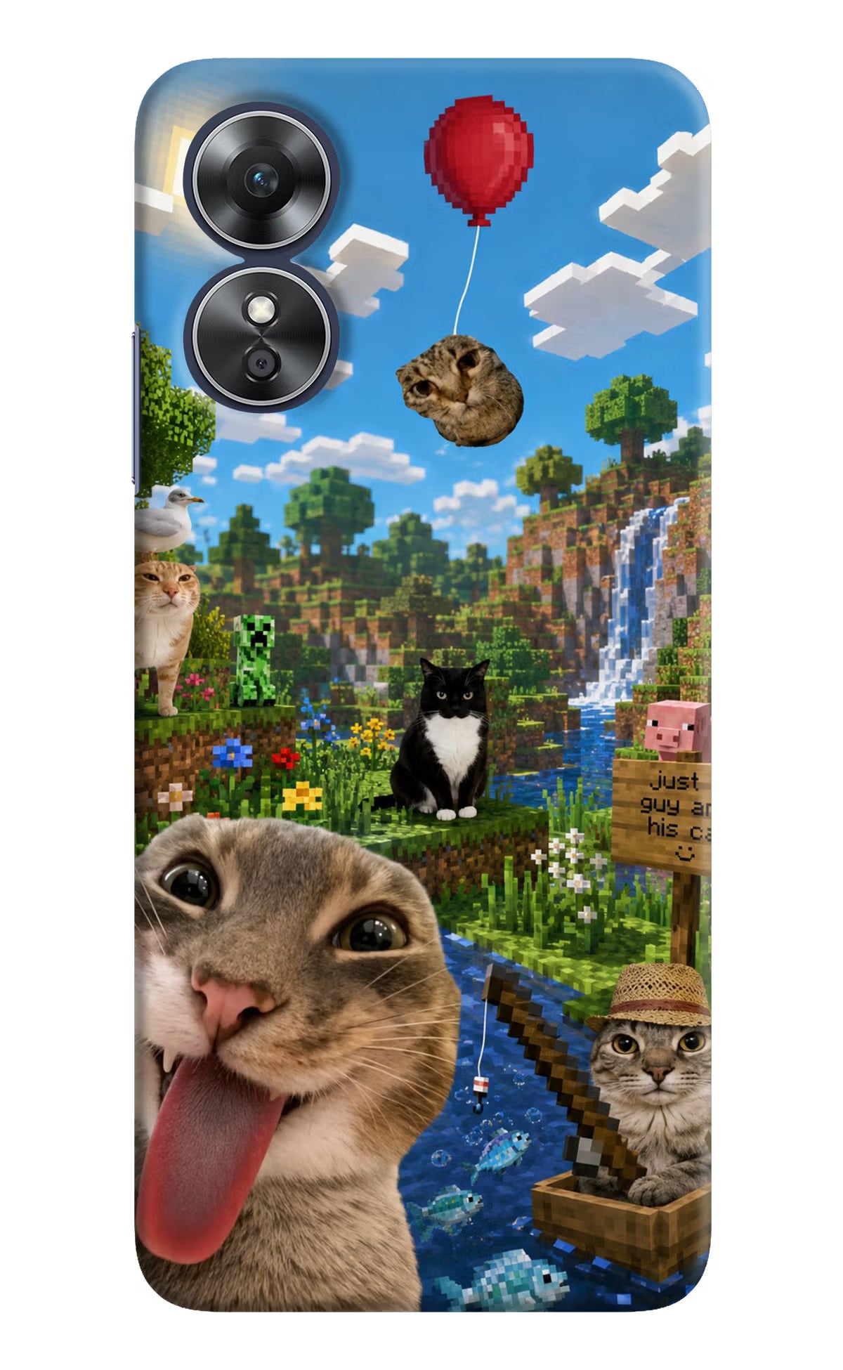 Minecraft Cat Chaos Oppo A17 Back Cover