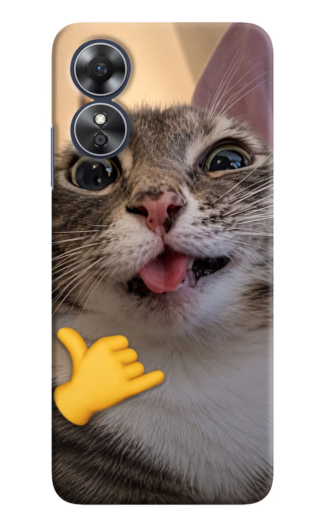 Silly Cat Call Oppo A17 Hard Case Back Cover by Casekaro