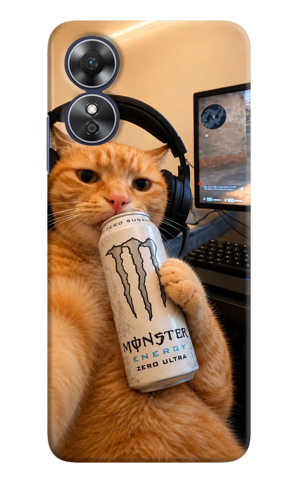Gamer Cat Energy Oppo A17 Back Cover