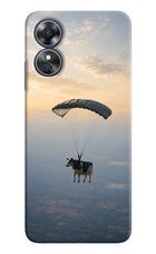 Skydiving Cow Oppo A17 Hard Case Back Cover by Casekaro